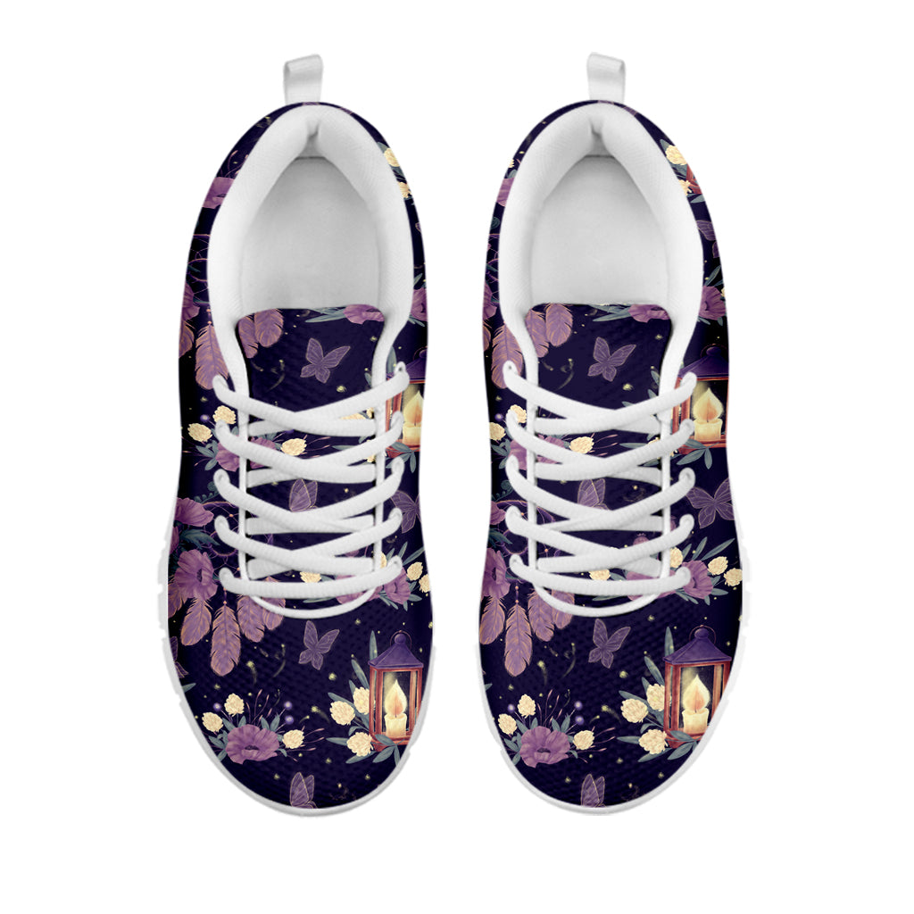 Purple Indian Dream Catcher Print White Running Shoes