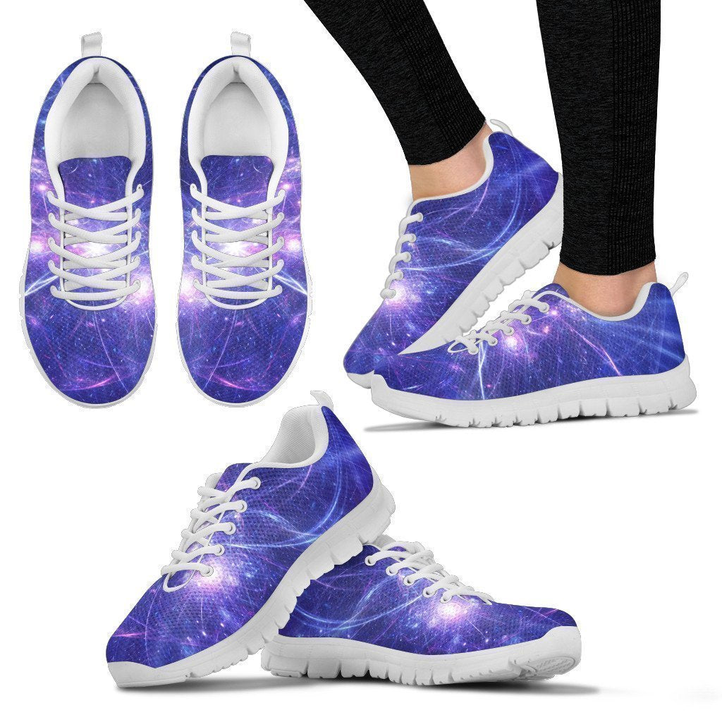 Purple Light Circle Galaxy Space Print White Running Shoes