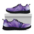 Purple Lily Flower Print Black Running Shoes