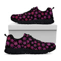 Purple Marijuana Leaf Pattern Print Black Running Shoes