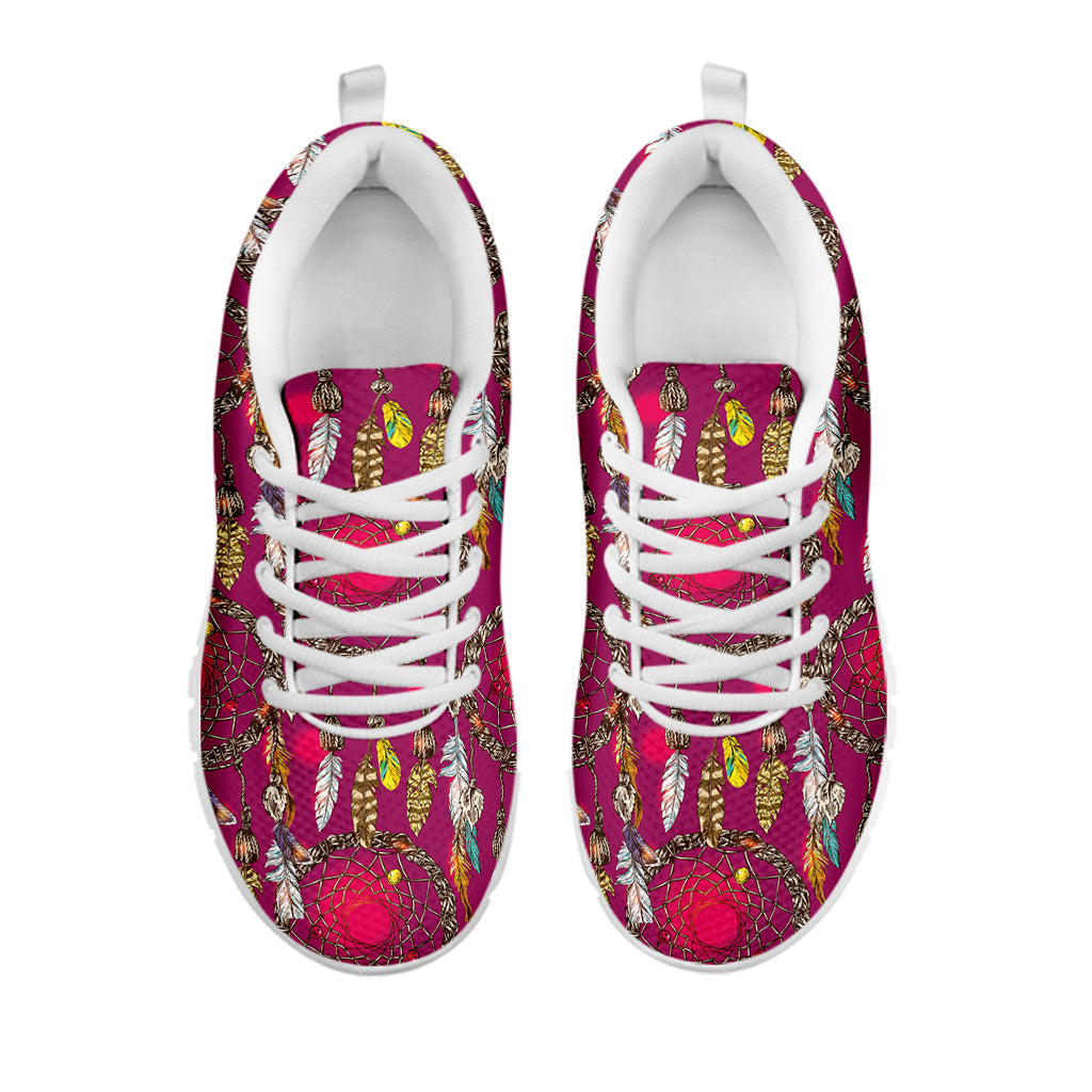 Purple Native Dream Catcher Print White Running Shoes