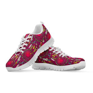 Purple Native Dream Catcher Print White Running Shoes