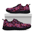 Purple Paisley Pattern Print Black Running Shoes