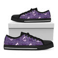 Purple Pisces Zodiac Pattern Print Black Low Top Sneakers