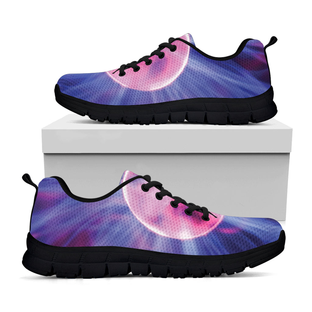 Purple Plasma Ball Print Black Running Shoes