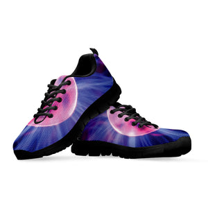 Purple Plasma Ball Print Black Running Shoes