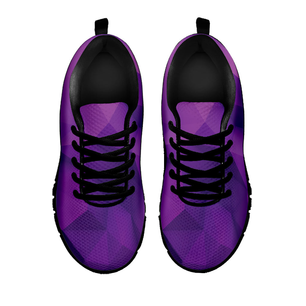 Purple Polygonal Geometric Print Black Running Shoes