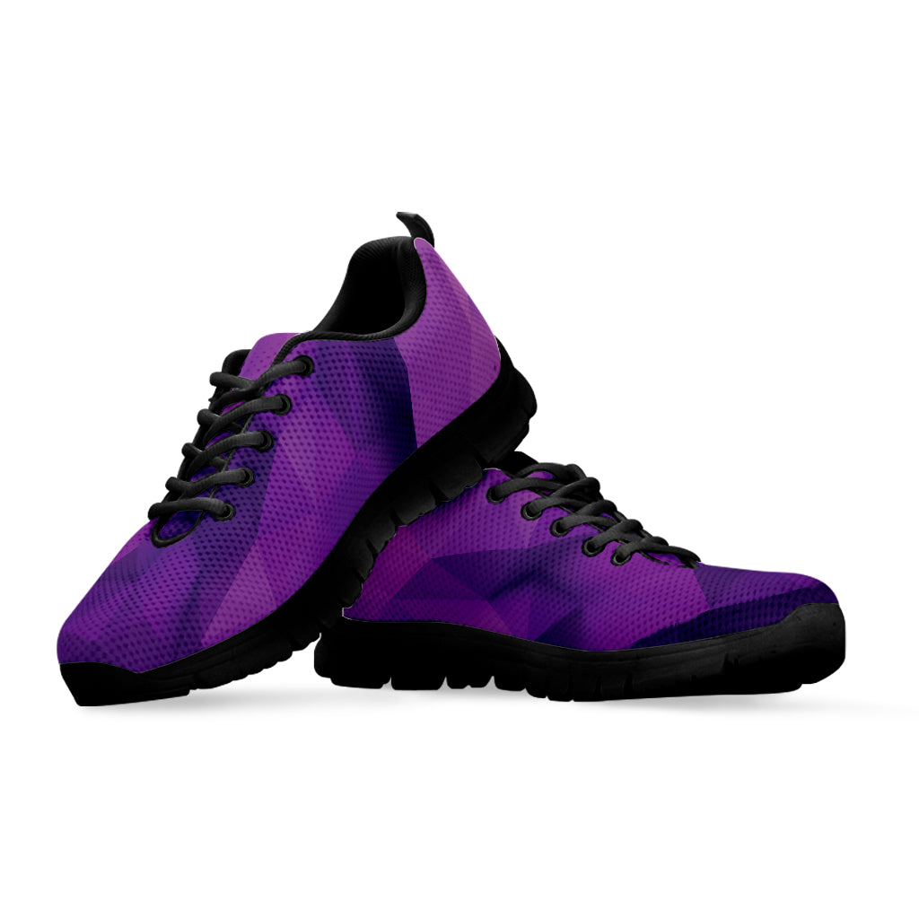 Purple Polygonal Geometric Print Black Running Shoes