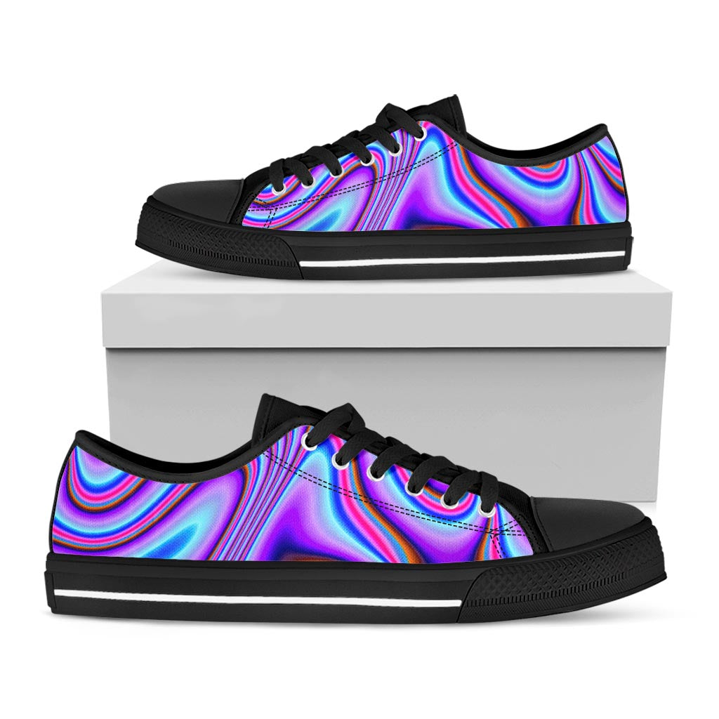 Purple Psychedelic Trippy Print Black Low Top Sneakers