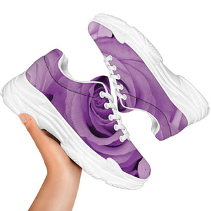 Purple Rose Print White Chunky Shoes