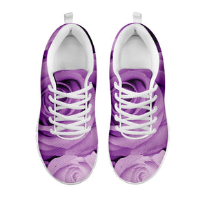 Purple Rose Print White Running Shoes