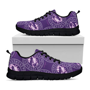 Purple Scorpio Zodiac Pattern Print Black Running Shoes
