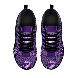 Purple Scorpio Zodiac Pattern Print Black Running Shoes