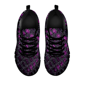 Purple Snakeskin Print Black Running Shoes
