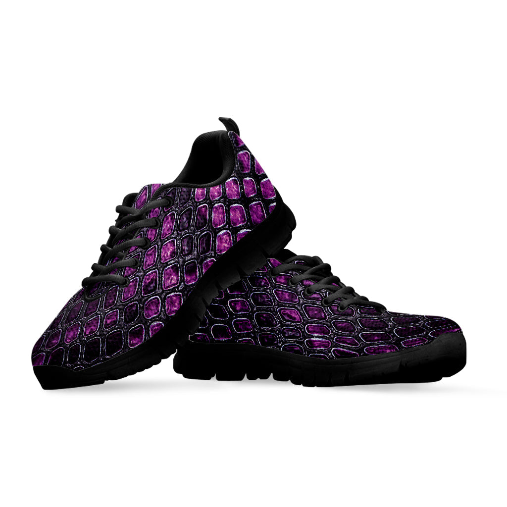 Purple Snakeskin Print Black Running Shoes