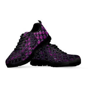 Purple Snakeskin Print Black Running Shoes