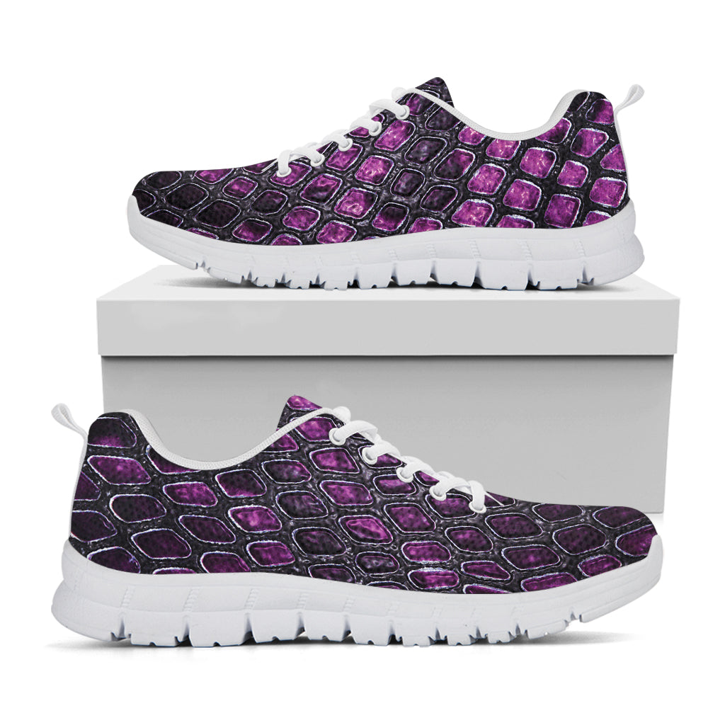 Purple Snakeskin Print White Running Shoes