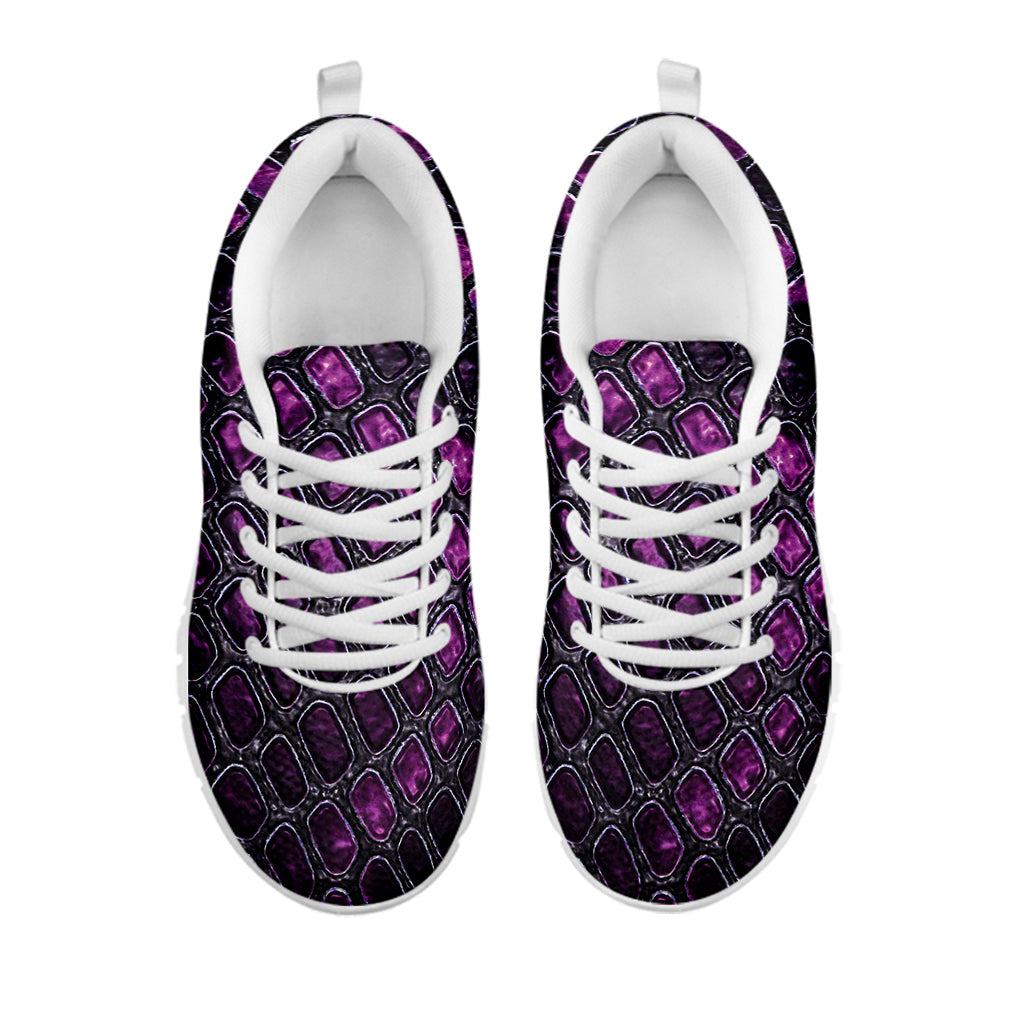 Purple Snakeskin Print White Running Shoes
