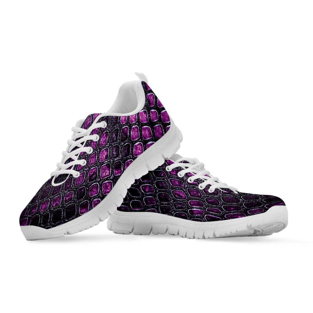 Purple Snakeskin Print White Running Shoes