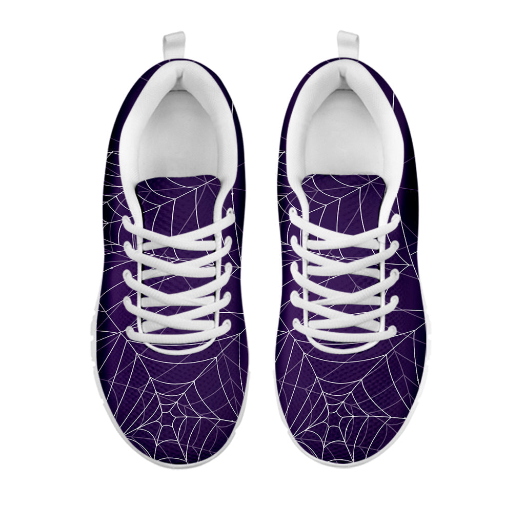 Purple Spider Web Pattern Print White Running Shoes