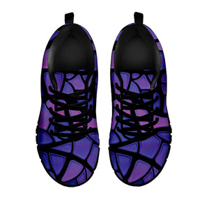 Purple Stained Glass Mosaic Print Black Running Shoes