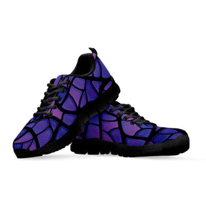 Purple Stained Glass Mosaic Print Black Running Shoes