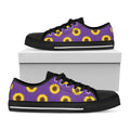 Purple Sunflower Pattern Print Black Low Top Sneakers