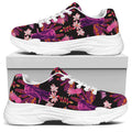 Purple Tropical Elephant Pattern Print White Chunky Shoes