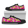 Purple Tropical Watermelon Pattern Print Black Low Top Sneakers