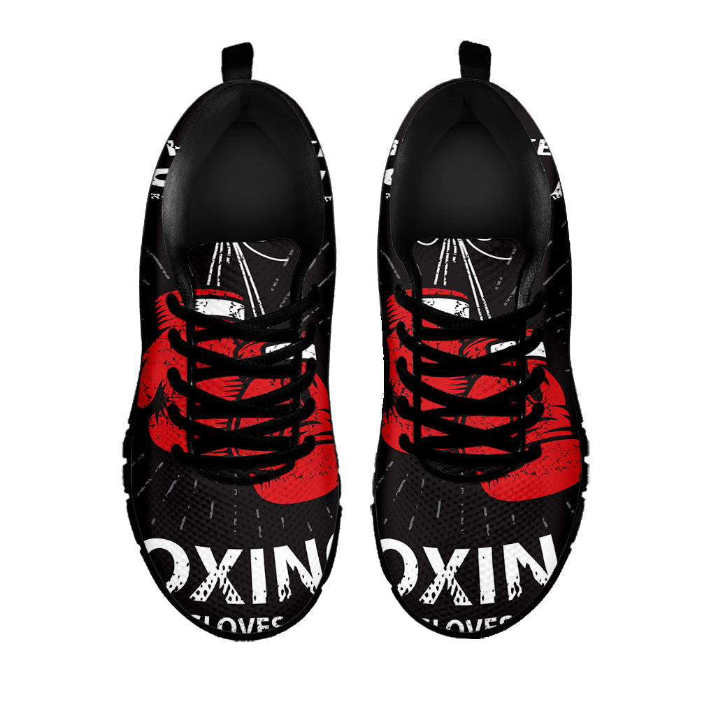 Put On Your Boxing Gloves Print Black Running Shoes