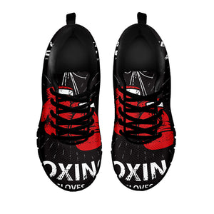 Put On Your Boxing Gloves Print Black Running Shoes