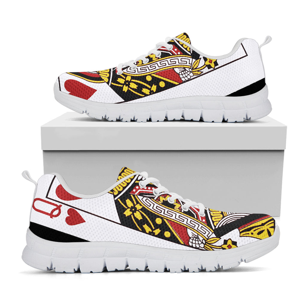 Queen Of Hearts Playing Card Print White Running Shoes