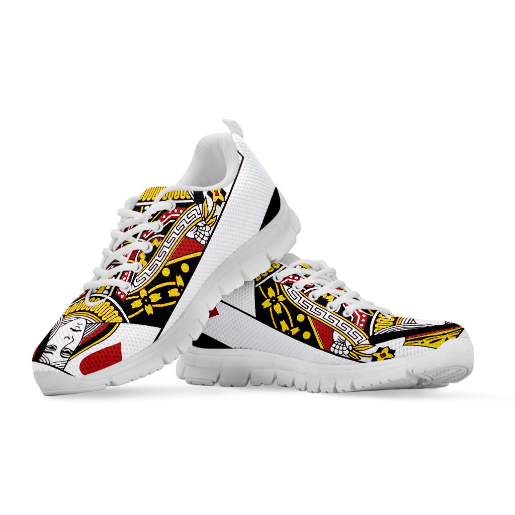 Queen Of Hearts Playing Card Print White Running Shoes