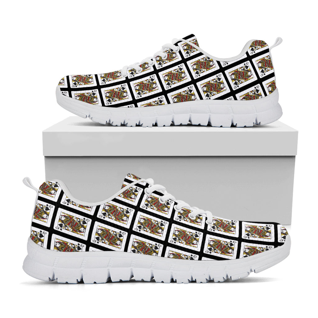 Queen Of Spades Pattern Print White Running Shoes