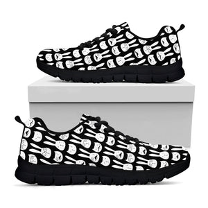 Rabbit And Cat Pattern Print Black Running Shoes