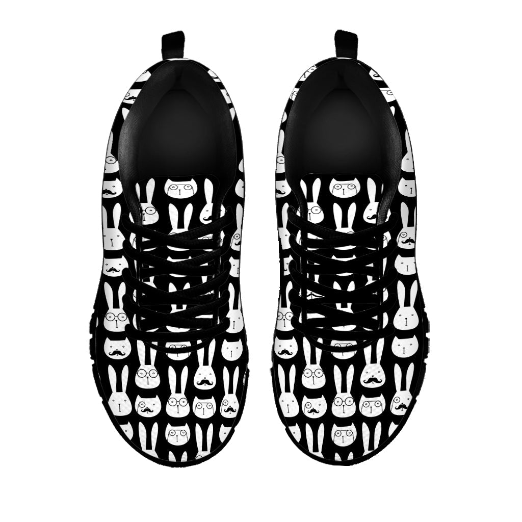 Rabbit And Cat Pattern Print Black Running Shoes