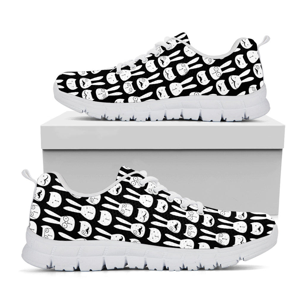 Rabbit And Cat Pattern Print White Running Shoes