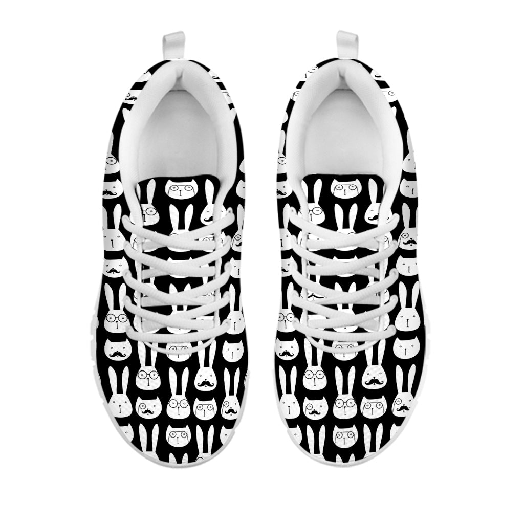 Rabbit And Cat Pattern Print White Running Shoes