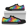 Rainbow Cubes Pattern Print Black Low Top Sneakers