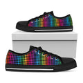 Rainbow Gay Pride Zigzag Pattern Print Black Low Top Sneakers