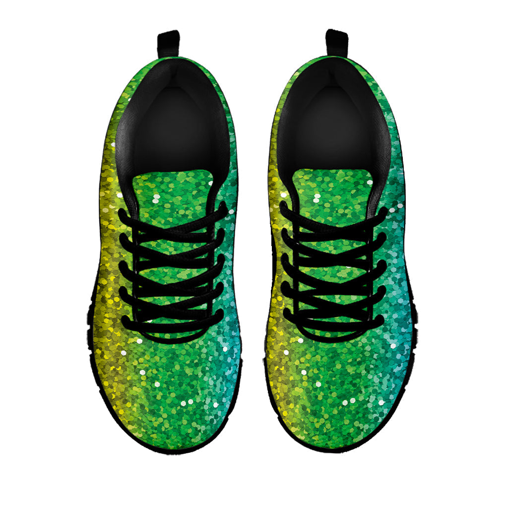 Rainbow (NOT Real) Glitter Print Black Running Shoes