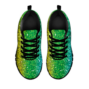 Rainbow (NOT Real) Glitter Print Black Running Shoes