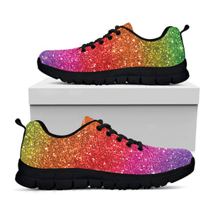 Rainbow (NOT Real) Glitter Artwork Print Black Running Shoes