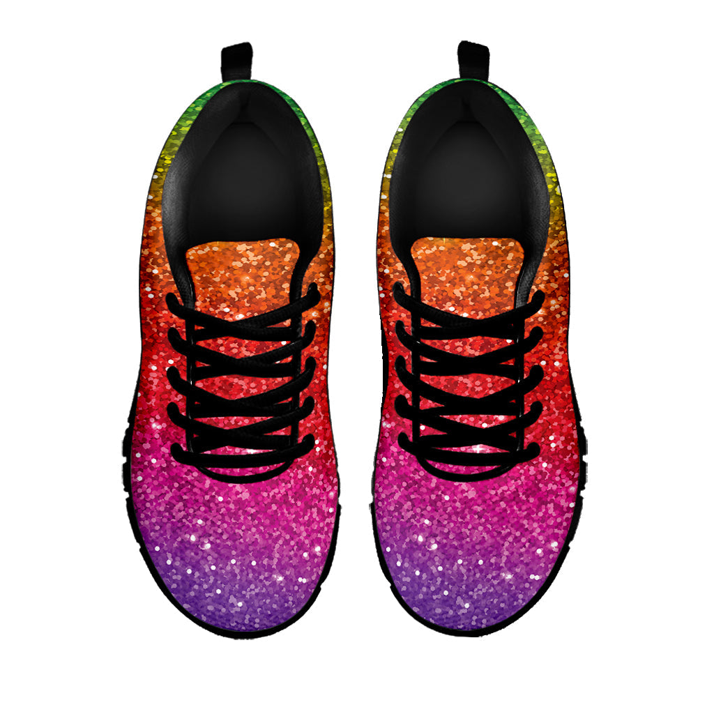 Rainbow (NOT Real) Glitter Artwork Print Black Running Shoes