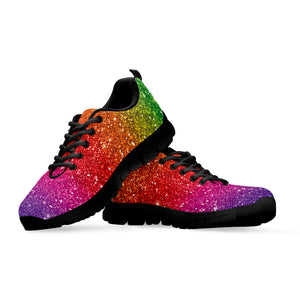 Rainbow (NOT Real) Glitter Artwork Print Black Running Shoes