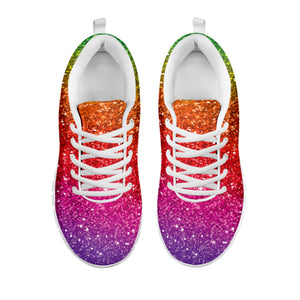 Rainbow (NOT Real) Glitter Artwork Print White Running Shoes
