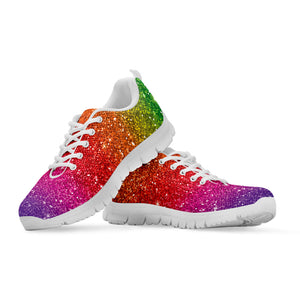 Rainbow (NOT Real) Glitter Artwork Print White Running Shoes