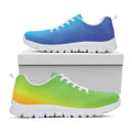 Rainbow Gradient Print White Running Shoes
