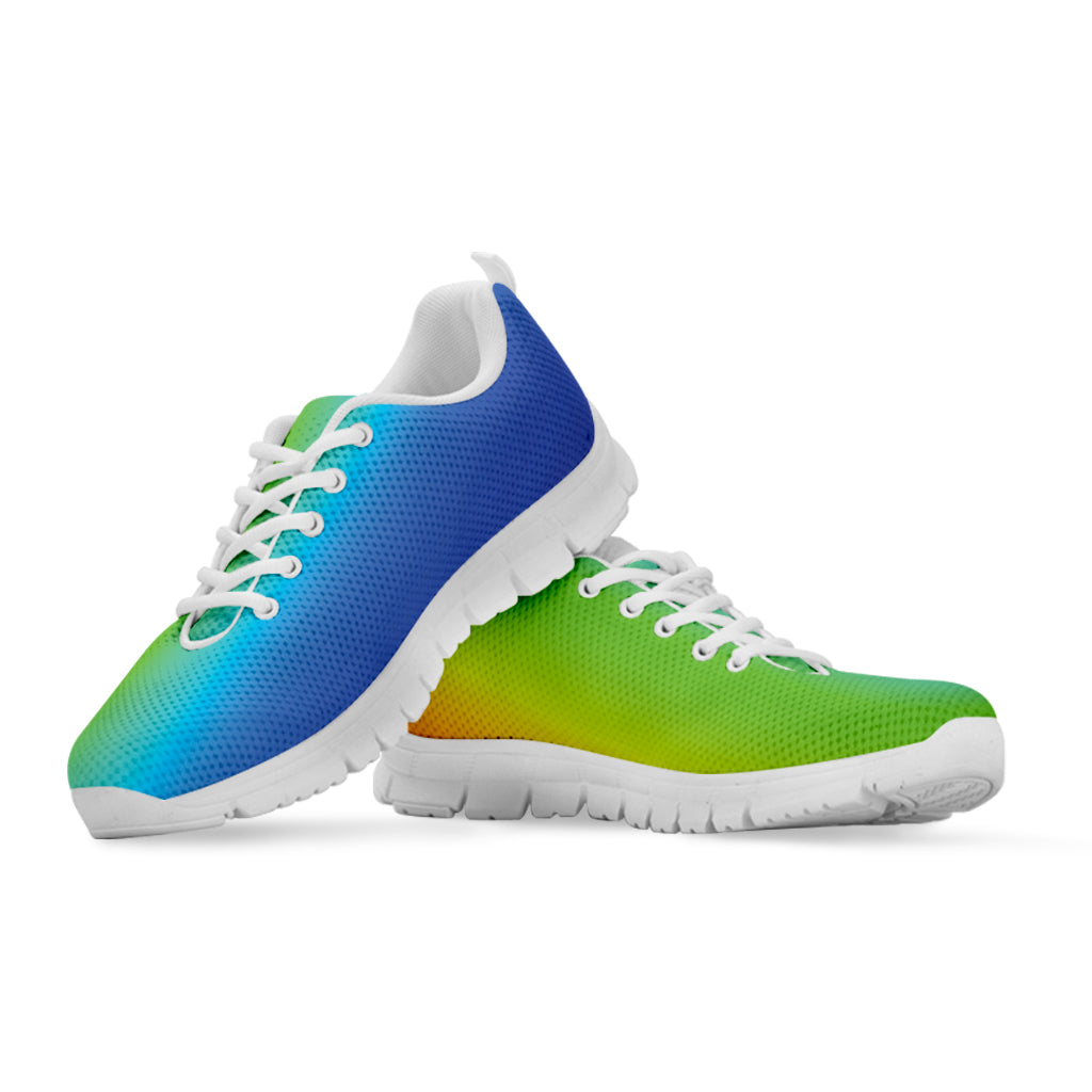 Rainbow Gradient Print White Running Shoes