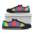 Rainbow Heart Tie Dye Print Black Low Top Sneakers